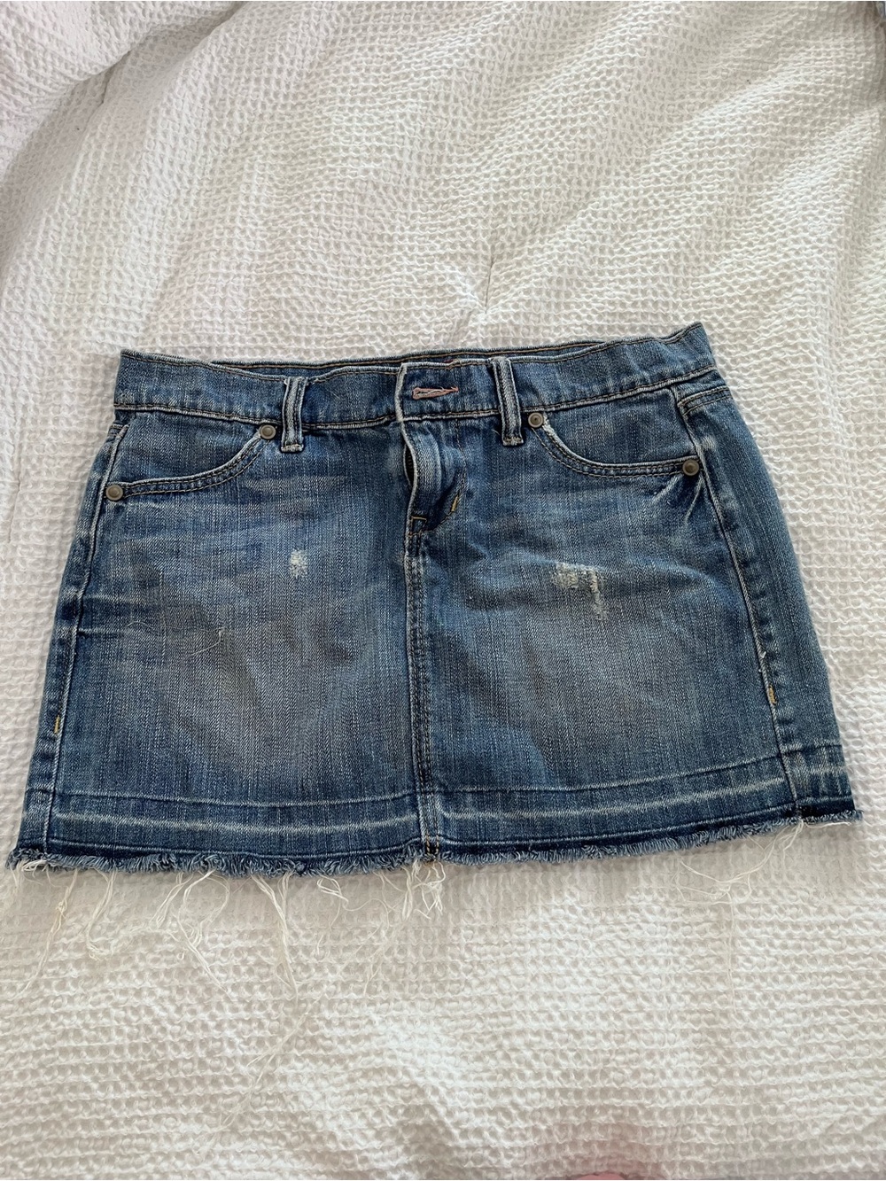 Old Navy Blue Distressed Denim Mini Skirt